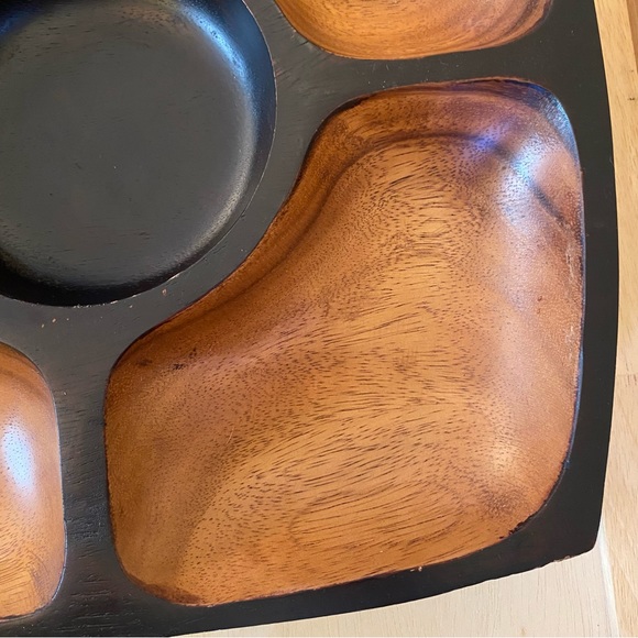 Mid Century Modern Style Heavy Acacia Wood Chip & Dip Serving Tray - Picture 6 of 12